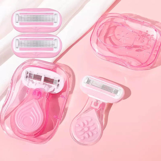 Portable Women Razor for Travel Face Leg Bikini Body Hair Shaving With Protective Net Blade Lady Manual Shaver Set