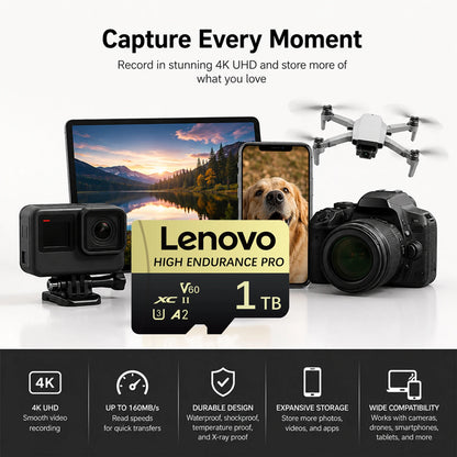 Lenovo SD Card Memory Card 1TB High Speed TF Flash Card 4K Full HD Video Micro SD Card 128GB 256GB 512GB For Xiaomi Camera PC
