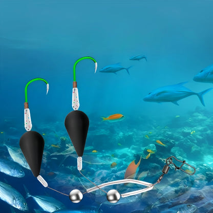 1PCS Inverted Bottom Double Hook Fishing Float Set - High Sensitivity, Suitable for Sea and Freshwater Fishing