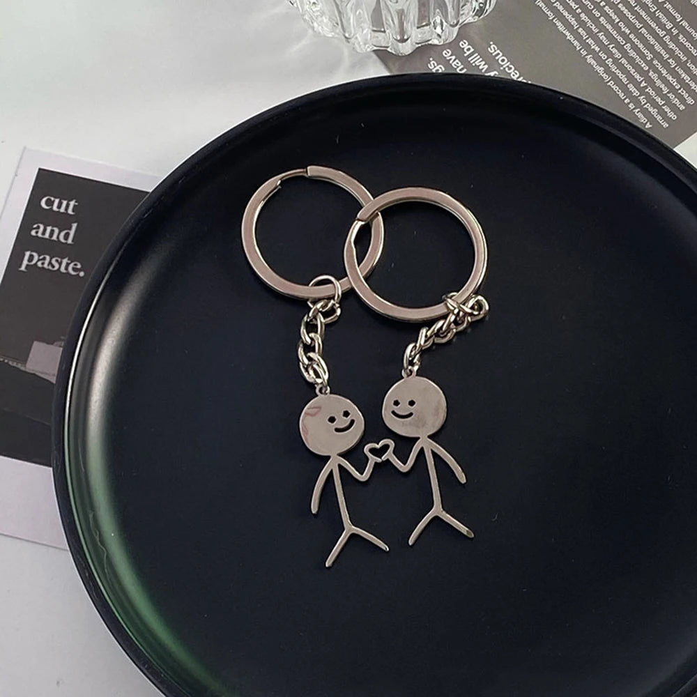 Fun Match People Keychain Creative Car Keyrings Heart To Heart Middle Finger Lovers Key Chain New Bag Pendant Couple'S Gifts