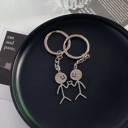 Fun Match People Keychain Creative Car Keyrings Heart To Heart Middle Finger Lovers Key Chain New Bag Pendant Couple'S Gifts