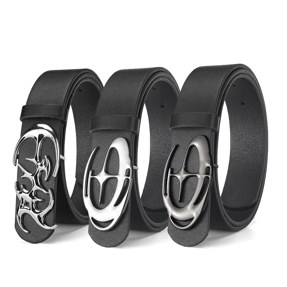 Fashion And Creative Geometric Alloy Pin Buckle Belt Simple Men's Casual Belt Individual Men's Birthday Gift Wholesale