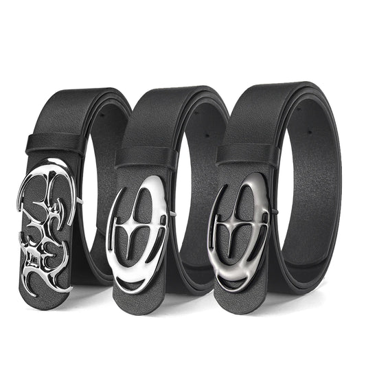Fashion And Creative Geometric Alloy Pin Buckle Belt Simple Men's Casual Belt Individual Men's Birthday Gift Wholesale