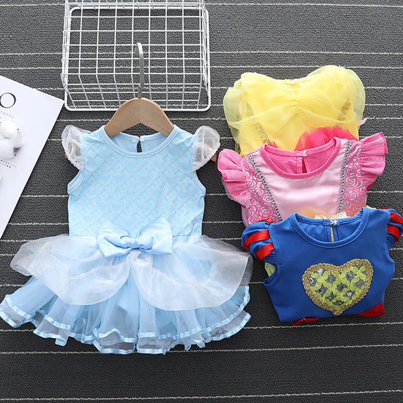 Baby Romper TUTU Dress With Headband Infant Baby Princess Girl Clothes Size 3-18M Cute Design Baby Dress Party Costumes