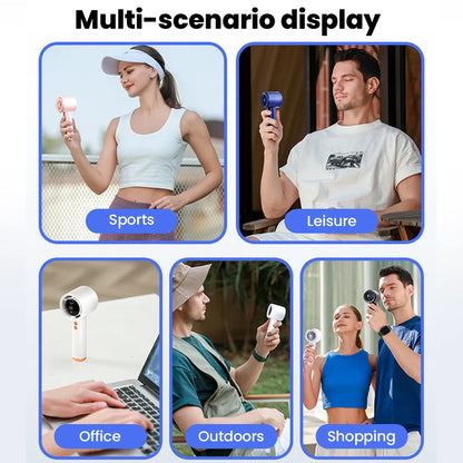 New Mini Handheld Fan USB Fast Charging Portable Silent High-speed Led Display High Wind Power Fan For Travel Outdoor Activities