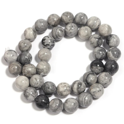 Factory Price Natural Stone Gray Picasso Map Jaspers Round Beads 16" Strand 6 8 10 MM Pick Size for Jewelry Making Diy Handmade