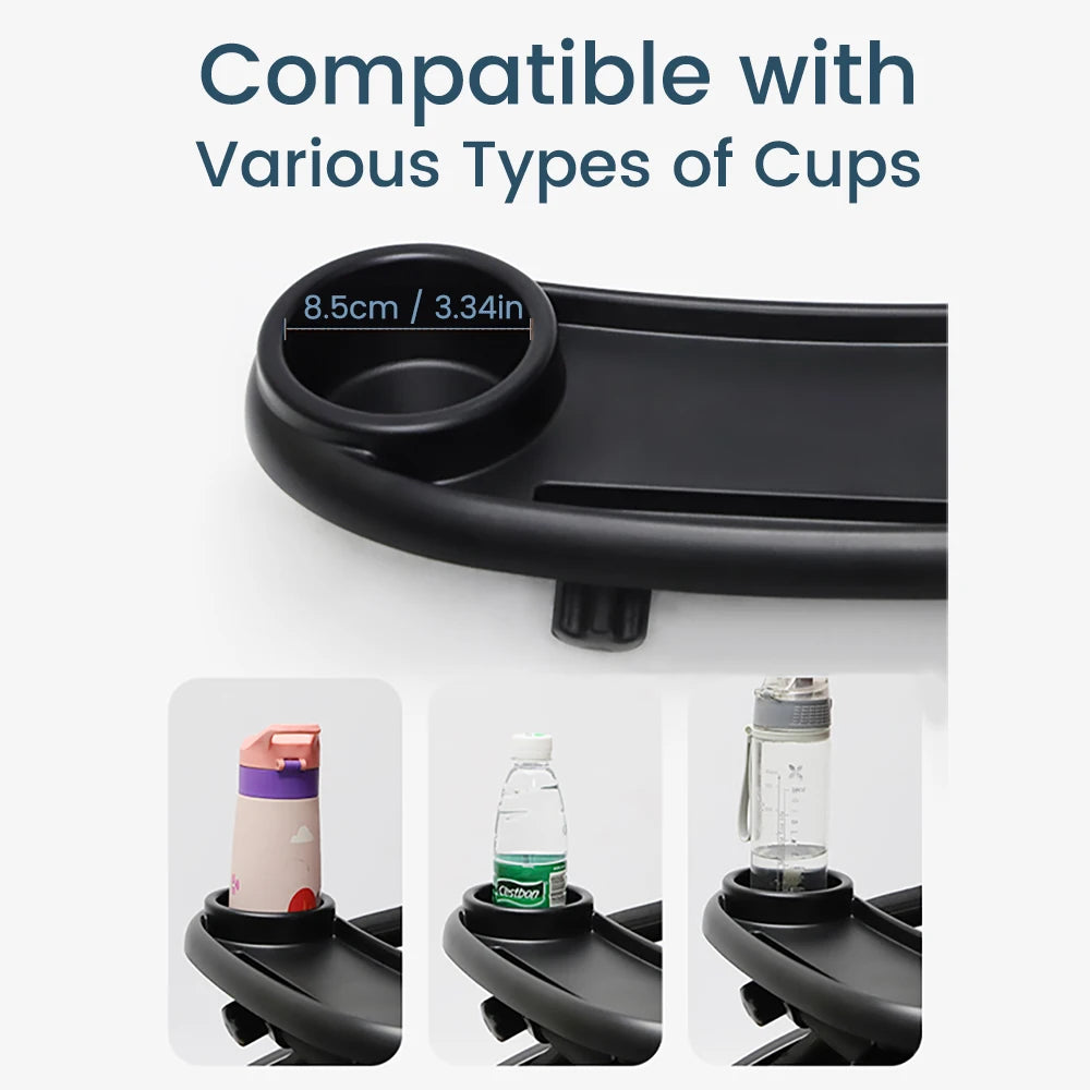 3-in-1 Universal Stroller Snack Tray Adjustable Cup Holder Phone Slot Compatible with  Most Strollers Multifunctional Travel