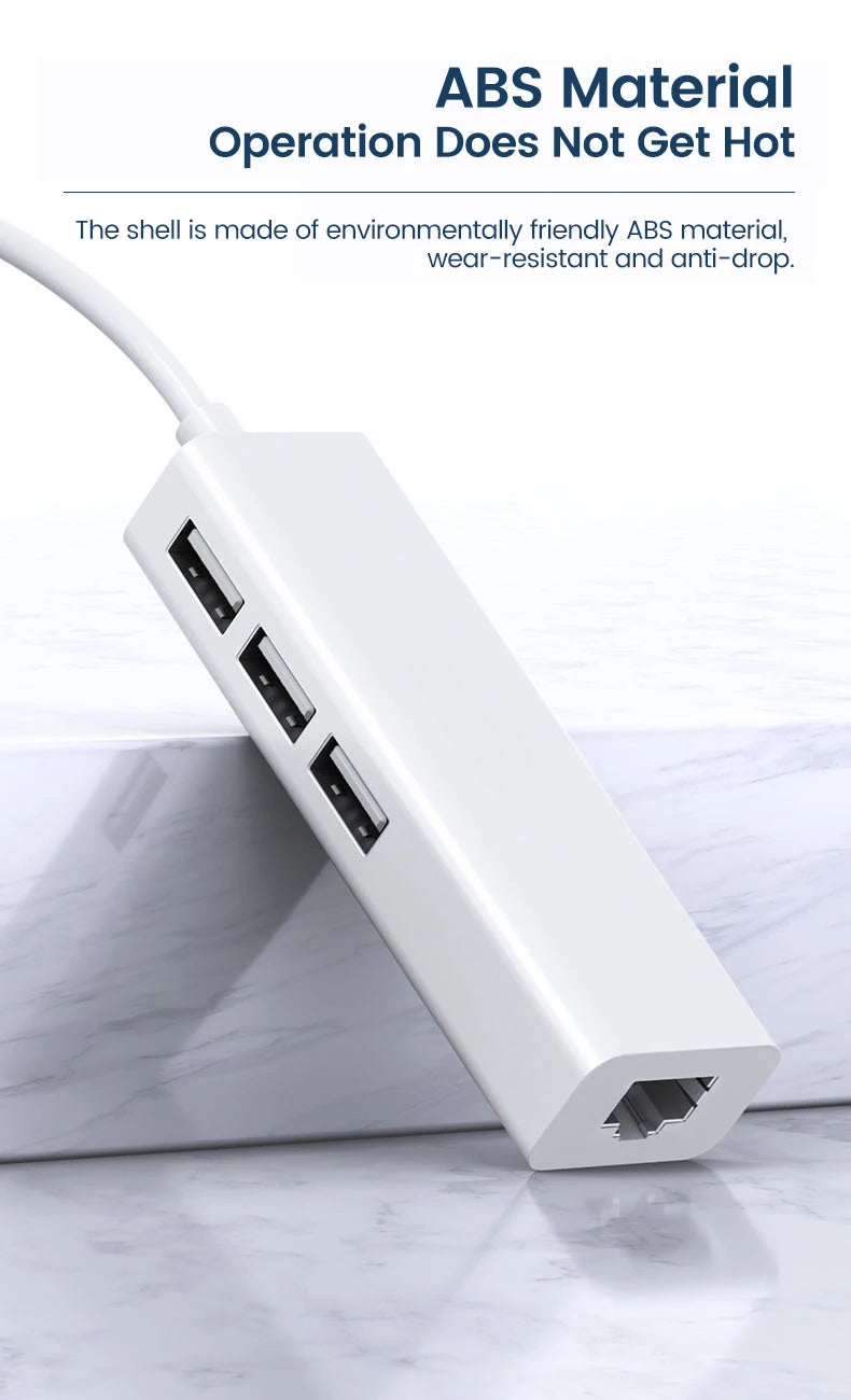 USB Adapter Ethernet USB 2.0.1C/MA 3USB 2.0+RJ45 Hub for MacBook Xiaomi Samsung Windows Huawei PC Computer Adapter