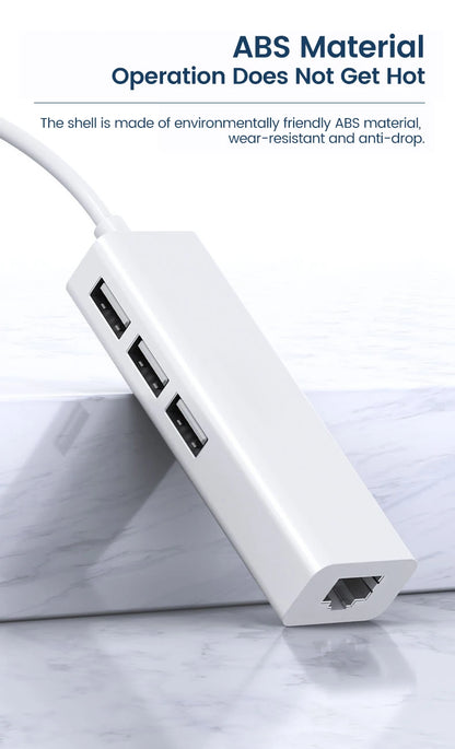 USB Adapter Ethernet USB 2.0.1C/MA 3USB 2.0+RJ45 Hub for MacBook Xiaomi Samsung Windows Huawei PC Computer Adapter