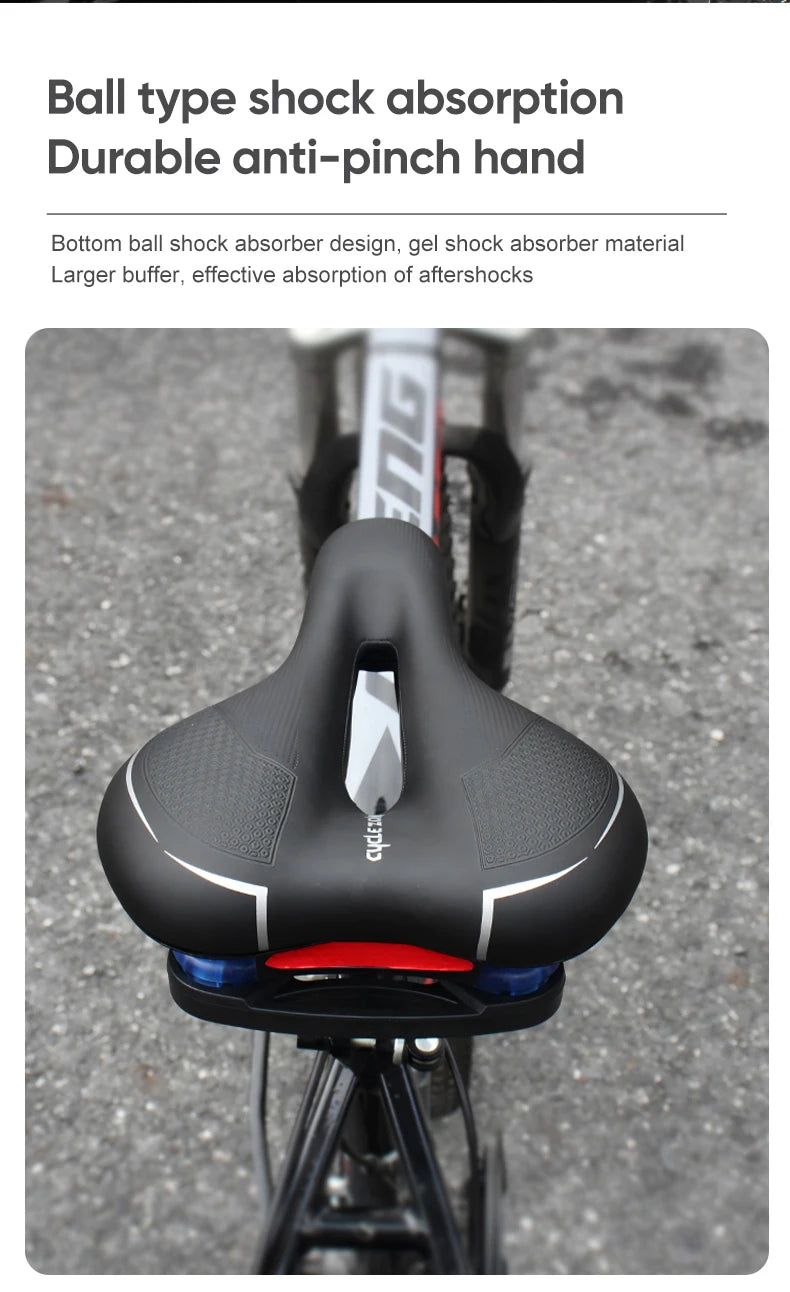 Hollow Breathable Bicycle Saddle Men Women MTB Road Bike Saddle Shock Absorbing Comfortable Big Butt Bike Seat Safety Warning