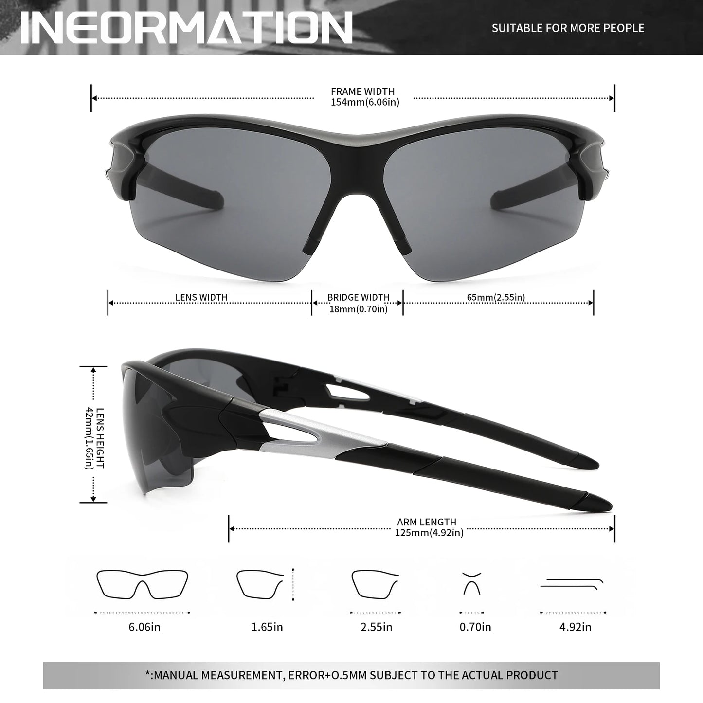 2PCS New Wraparound Sports Sunglasses Semi-Rimless Lightweight for Cycling Hiking Daily Unisex UV400 Anti-Fog Outdoor Eyewear