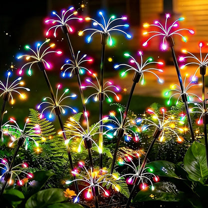 Solar Patio Lamp Solar Firework Sway Lights Outdoor Waterproof Flower Decor Atmosphere for Landscape Garden Yard