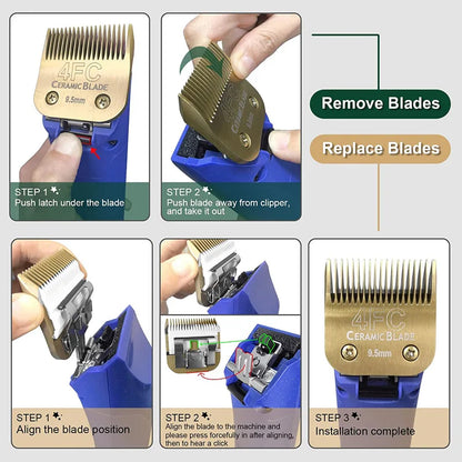 Replacement Detachable Pet Dog Clipper Ceramic Blades Set Compatible with Andis,Oster A5,Wahl KM10 Series Clippers