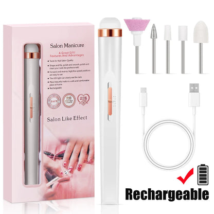LINMANDA Portable Electric Nail File Nail Set with 4 Speeds Cuticle Trimmer Battery Operated Manicure and Pedicure Tools