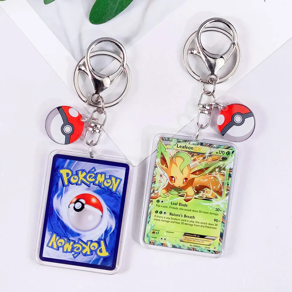 Pokémon Card Cute Acrylic Car Keychain Accessories Pikachu Charizard Gengar EeveeBag Charm Backpack Pendant Gifts For Friends