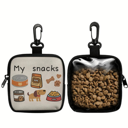 1Pcs Dog Print Dog Treat Bag with Hook Zipper Pet Training Puppy Walking Bag Dog Training Accessories