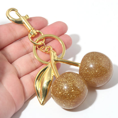 Fashion Delicious Red Cherry Keychain Summer Fruits Cherries Pendant Keyring For Women Men Jewelry Bag Key Accessories Gift