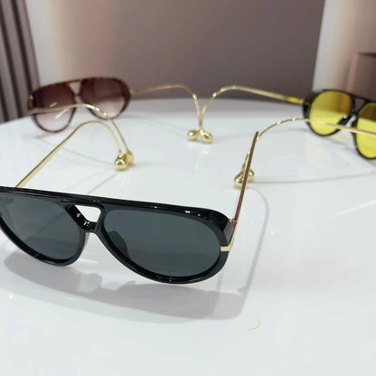 2025 European and American Fashion Sunglasses Male Pilot Double Beam Large Frame Metal New Sunglasses Female