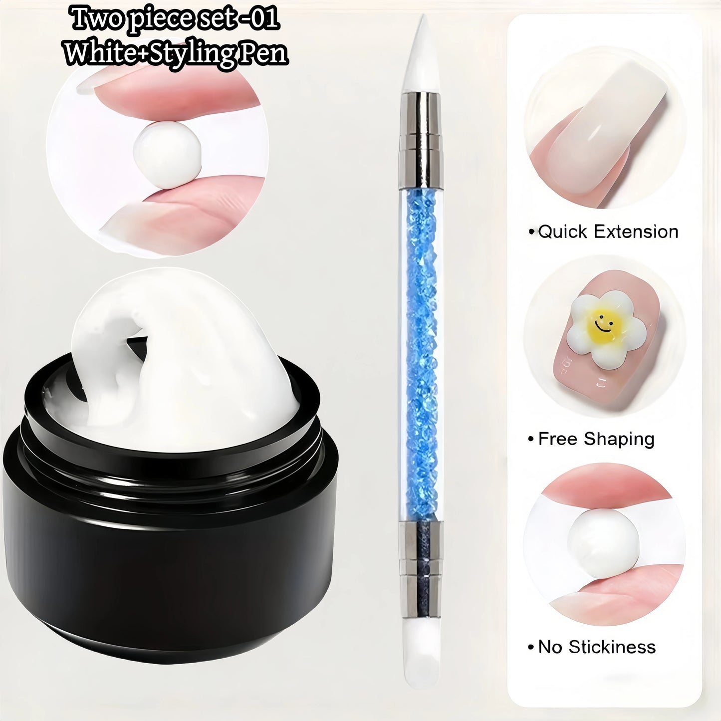3D Nail Gel, Non-Sticky Hard Long-Lasting Overlay, Creates 3D Bow Geometric Letter Shapes, Salon Quality, Soluble Residue-Free A