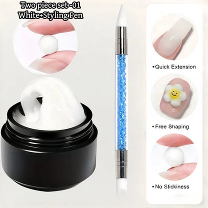 3D Nail Gel, Non-Sticky Hard Long-Lasting Overlay, Creates 3D Bow Geometric Letter Shapes, Salon Quality, Soluble Residue-Free A