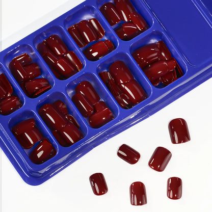 120Pcs Wine Red Almond Press On Nails Full Coverage Fake Nail Tip False Fingertips for Dating/Party Women Manicure Extension Tip
