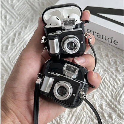 Camera Earphone Case with Strap for Apple Airpods 3 2 1 Pro 3 Pro2 Soft Silicone Headphone Cover for Air Pods 4 2024 Generation
