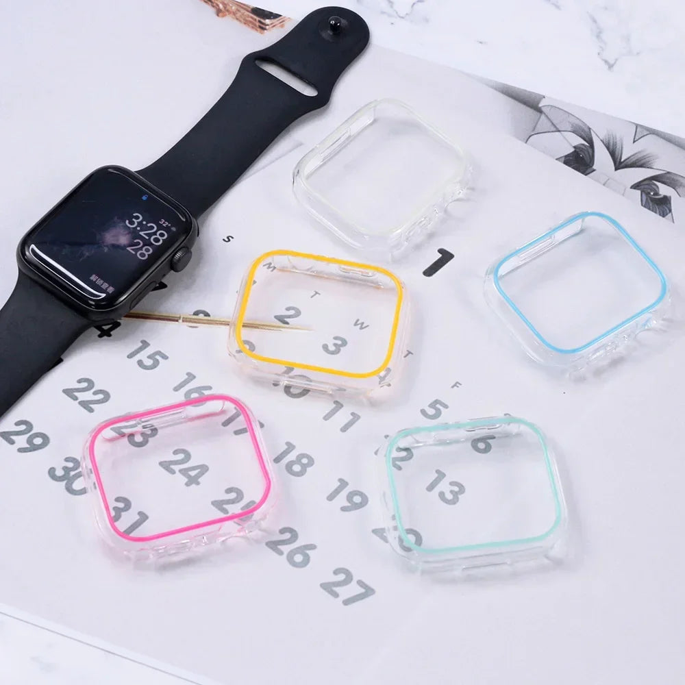 Luminous Cover for Apple Watch Case Ultra 49mm 45mm 44mm 41mm 40mm Hard PC Bumper Protective Frame iWatch 8 7 6 5 SE Accessorie