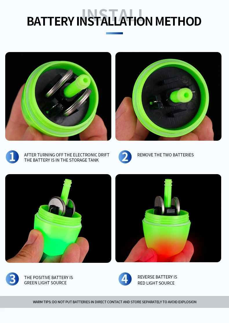 Luminous Fishing Float Set High Sensitivity Buoy Adjustable Red&Green Color Bobber Waterproof Electronic Fishing Floats