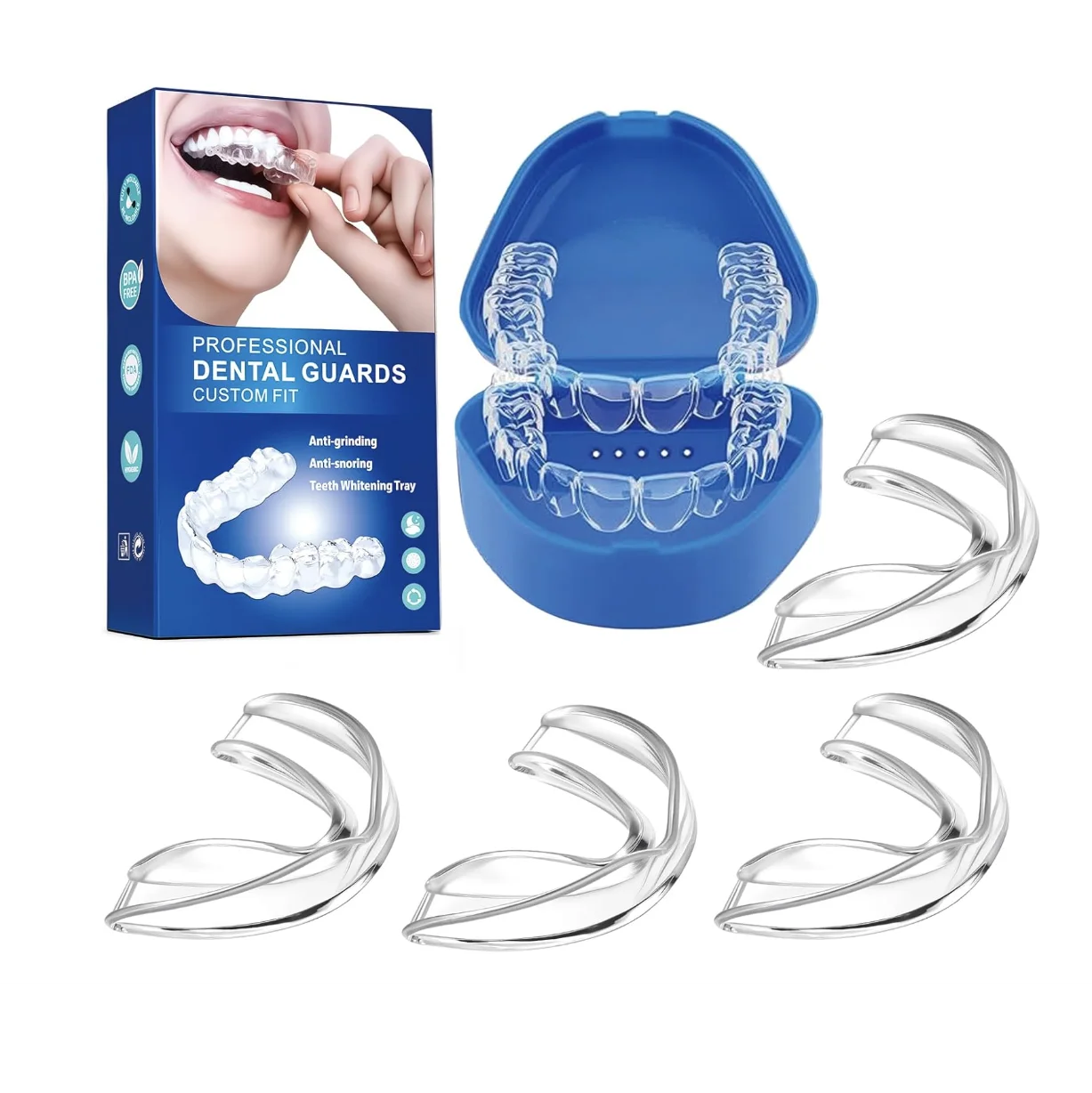 4pcs/Box Mouth Guards for Grinding Teeth Moldable Dental Teeth Night Guard for Adult Stop Teeth Grinding Bruxism Tray