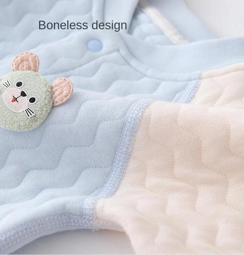 Baby Boneless Bodysuit Newborn Warm Romper Boys and Girls Cartoon Bodysuit Long Sleeve Climbing Suit