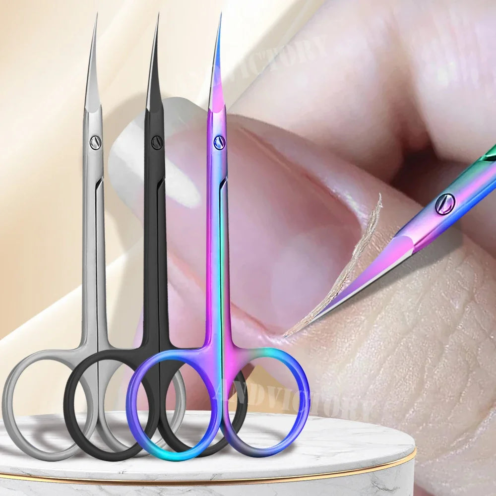 1Pcs Russian Cuticle Scissors Nipper Dead Skin Scissors Stainless Steel Manicure ools Portable Exfoliating Nail Trimmer