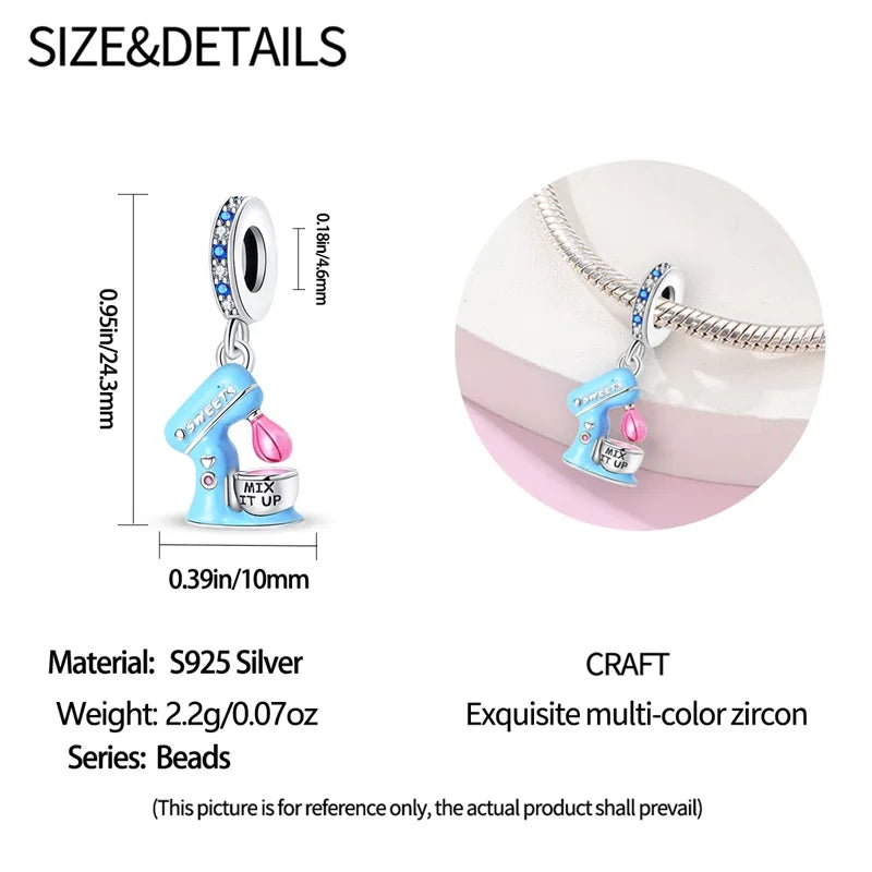 925 Sterling Silver Tailor Sewing Machine Telephone Alarm Clock Charms Pendants Fit 925 Original Bracelets DIY Jewelry