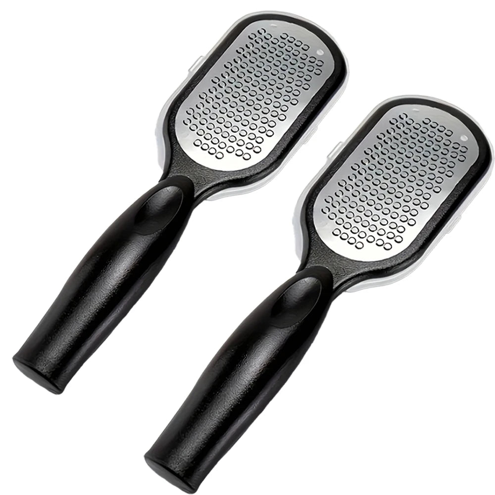 Professional Heavy-Duty Stainless Steel Painless Foot File & Remover with Splash Guard & Handle Suitable for Care Cracked Heels