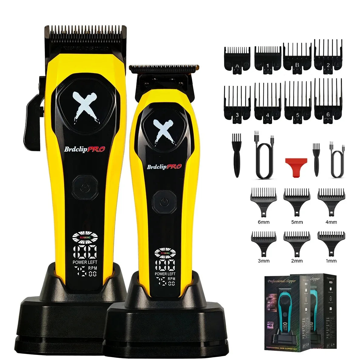 BRDCLIP Hair Clippers Rechargeable Clippers Barber Adjustable Hair Cut Machine Cordless LED Display Clippers Set BRD-619 BRD-339