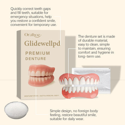 Full Denture Fake Teeth User Friendly Natural Safe Silicone Upper & Lower Veneers Perfect Laugh Veneers Dentures Paste Fake Teet