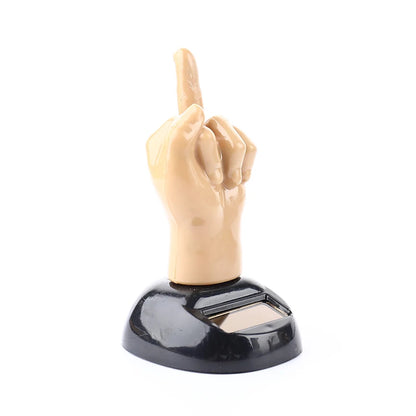 Solar Powered Mid Finger Shaking Toy Car Dashboard Dancing Figure Toy Brown Creative Car Bobbleheads Decorative Ornament