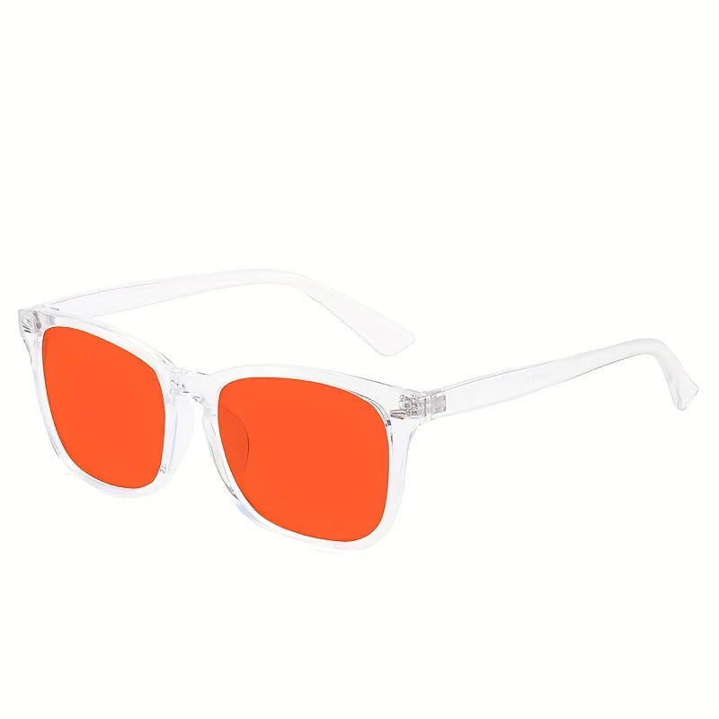 Classic Red Lens Blue Light Blocking Glasses Square Men Better Sleep Anti Filter Men Orange Women Eyeglasses