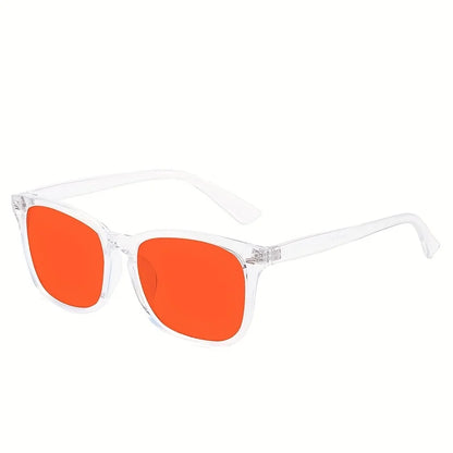 Classic Red Lens Blue Light Blocking Glasses Square Men Better Sleep Anti Filter Men Orange Women Eyeglasses