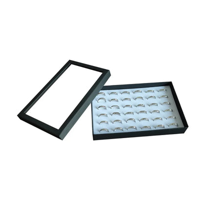36 Slot Rings Display Box Stand Metal Earrings Storage Box Storage Box with Transparent Cover Jewelry Display Cabinet
