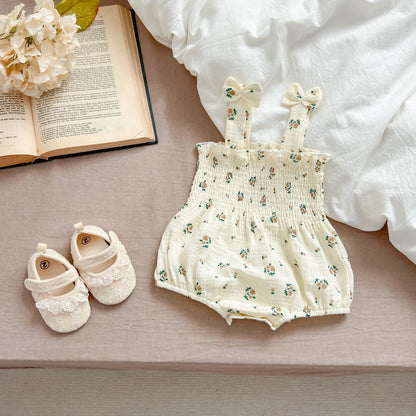 Summer Outfit Kids Baby Clothes Cotton Sleeveless Rompers Newborn Girls Clothes Toddlers Flower Bow Kids One-pieces Bodysuits