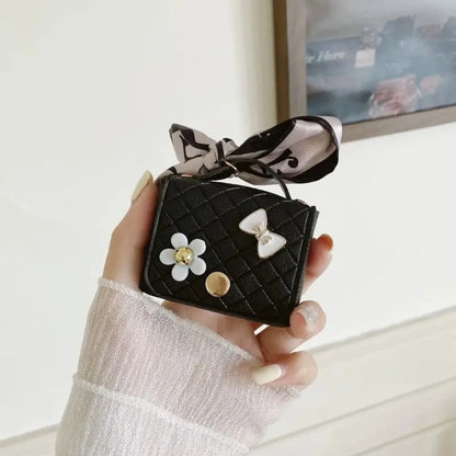 Fashion Leather Earphone Storage Bag Mini Creative Keychain Solid Color Pendant Earphone Case Bluetooth Headset Cover