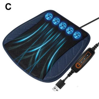 Summer Universal Car Cooling Cushion with 5/8 Fans, Three Wind Adjustment Cooled Chair Pad USB Seat Cushion Interior Accessories