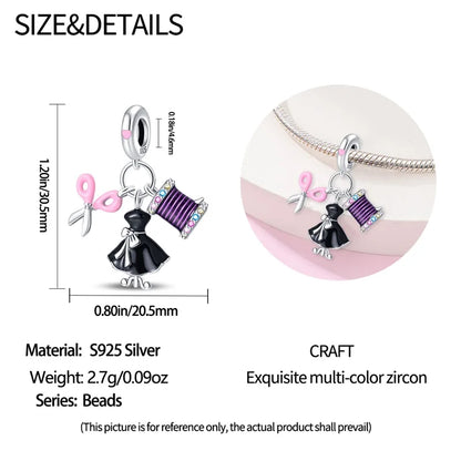 925 Sterling Silver Tailor Sewing Machine Telephone Alarm Clock Charms Pendants Fit 925 Original Bracelets DIY Jewelry