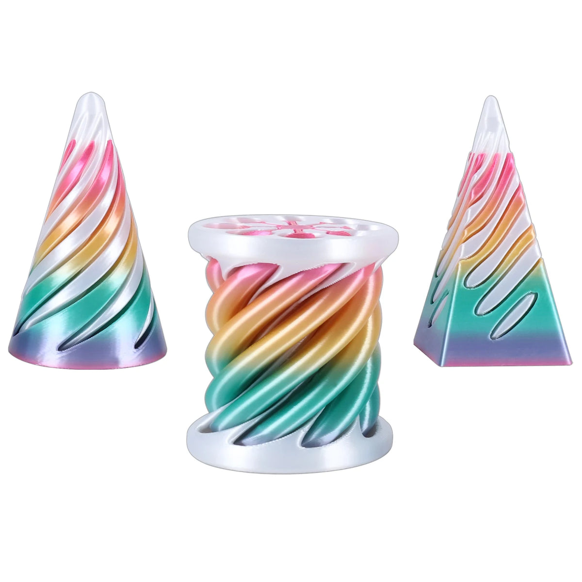 3 Pack Spiral Cone Fidget Toys 3D Printed Impossible Passthrough Pyramid Pillar Helix Screw Toys for Anxiety Relaxing