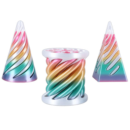 3 Pack Spiral Cone Fidget Toys 3D Printed Impossible Passthrough Pyramid Pillar Helix Screw Toys for Anxiety Relaxing