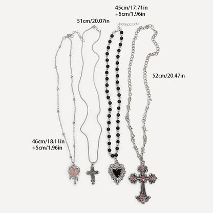 Y2K Sweet Cool Girl Personalized Creative Cross Love Pendant Necklace, Suitable for Daily Wearing