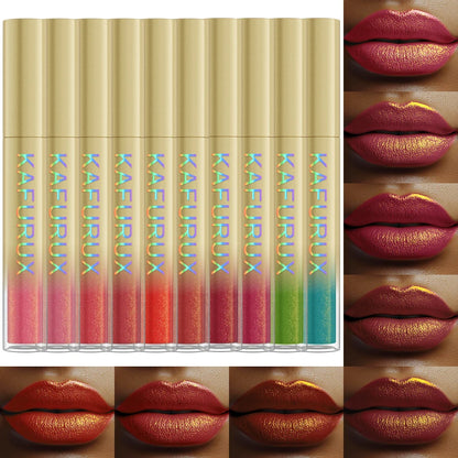 14 Colors Glitter Lip Glaze Hydrating Red Pink Metallic Lip Tint Highly Pigment Lip Gloss Korean Makeup for Women Cosmetics Gift