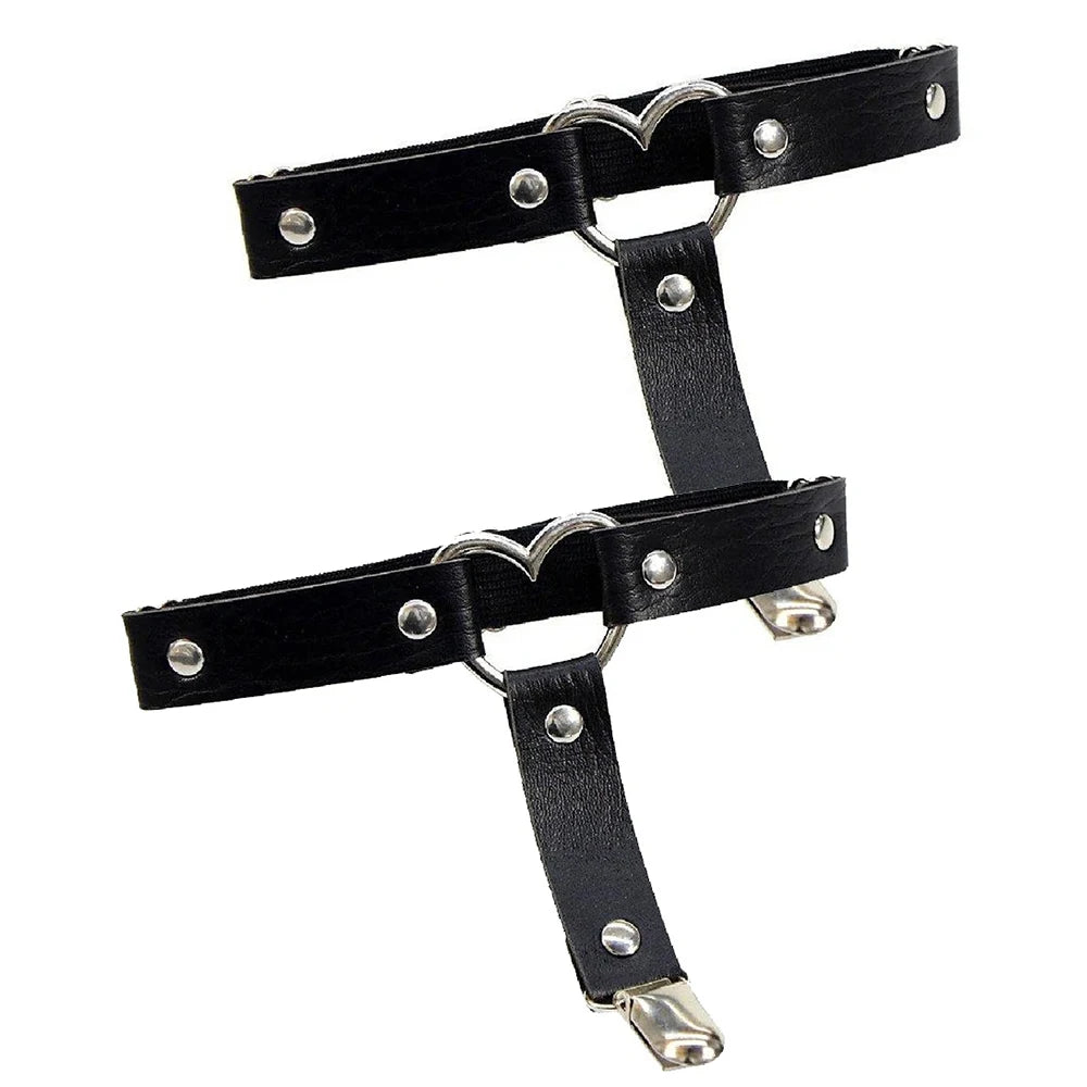1pc/2pc punk Metal Tassel Pendant Pink PU Leather Choker Collar Sexy Spiked Neck Strap Clavicle Men Necklaces for Women Gothic
