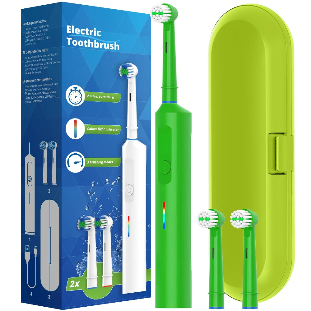 Intelligent Rotating Electric Toothbrush, Rechargeable Rotary Toothbrush Compatible with Oral B Replacement Electric Brush Heads