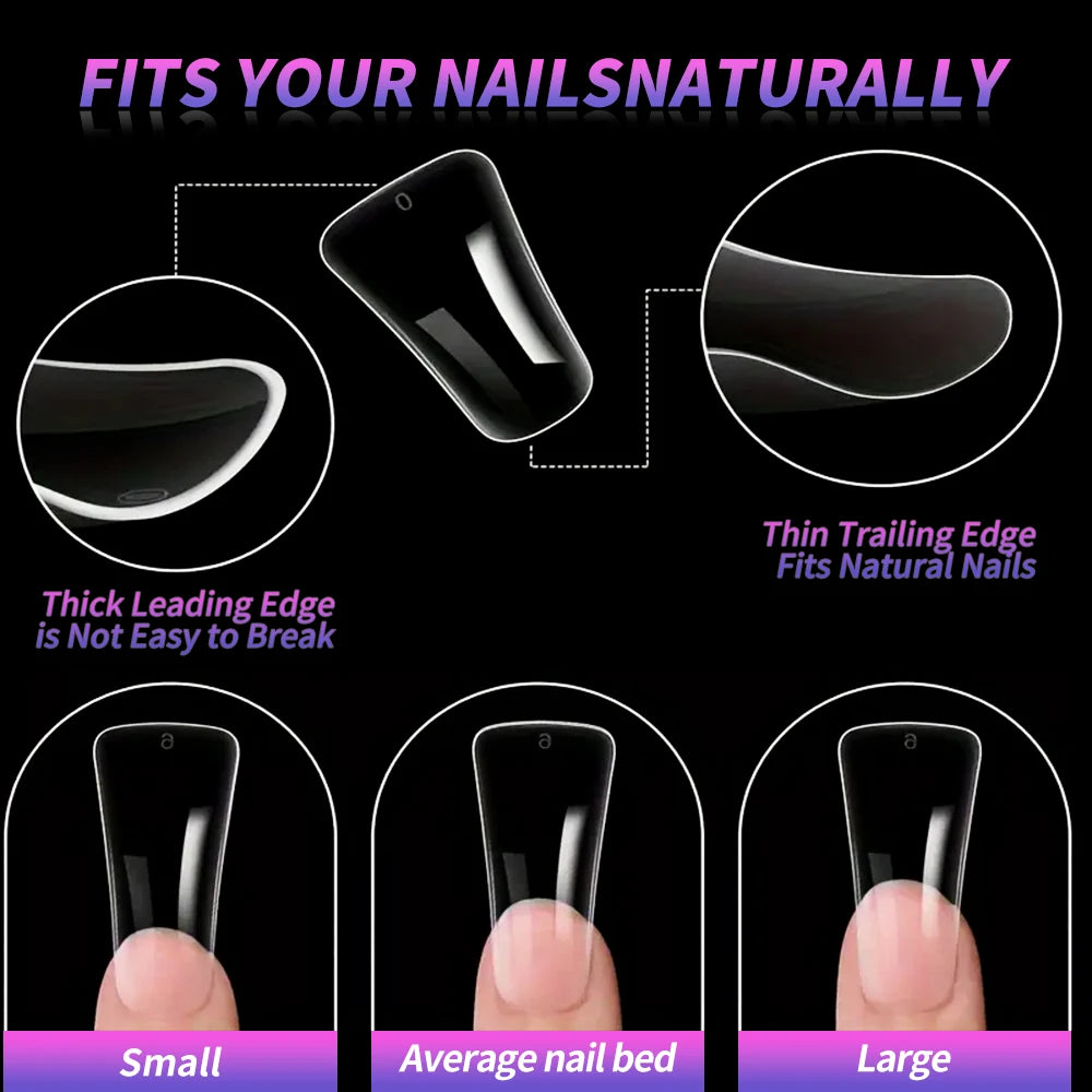 120Pcs Clear Duckbill Fake Nail Tips Full Cover False Fingertips 12Sizes Press On Nails Extension forManicure Salon Supplies Y2K